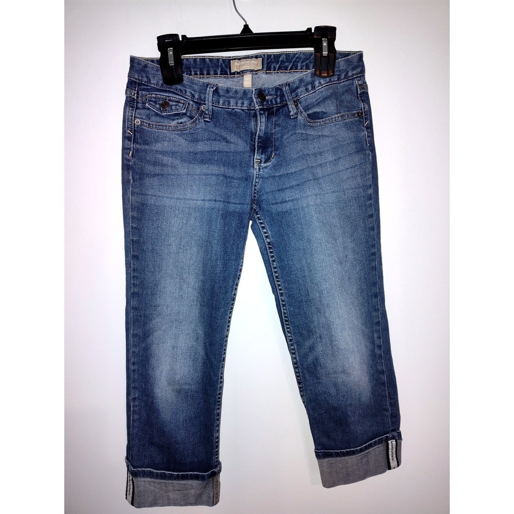 Banana Republic Womens Medium Wash Cuffed Capri Jeans Blue Stretch 28/6